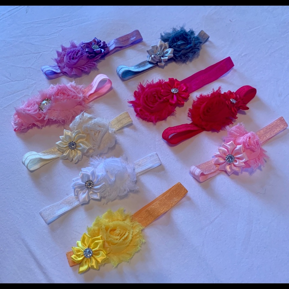 Infant headbands, set of 9